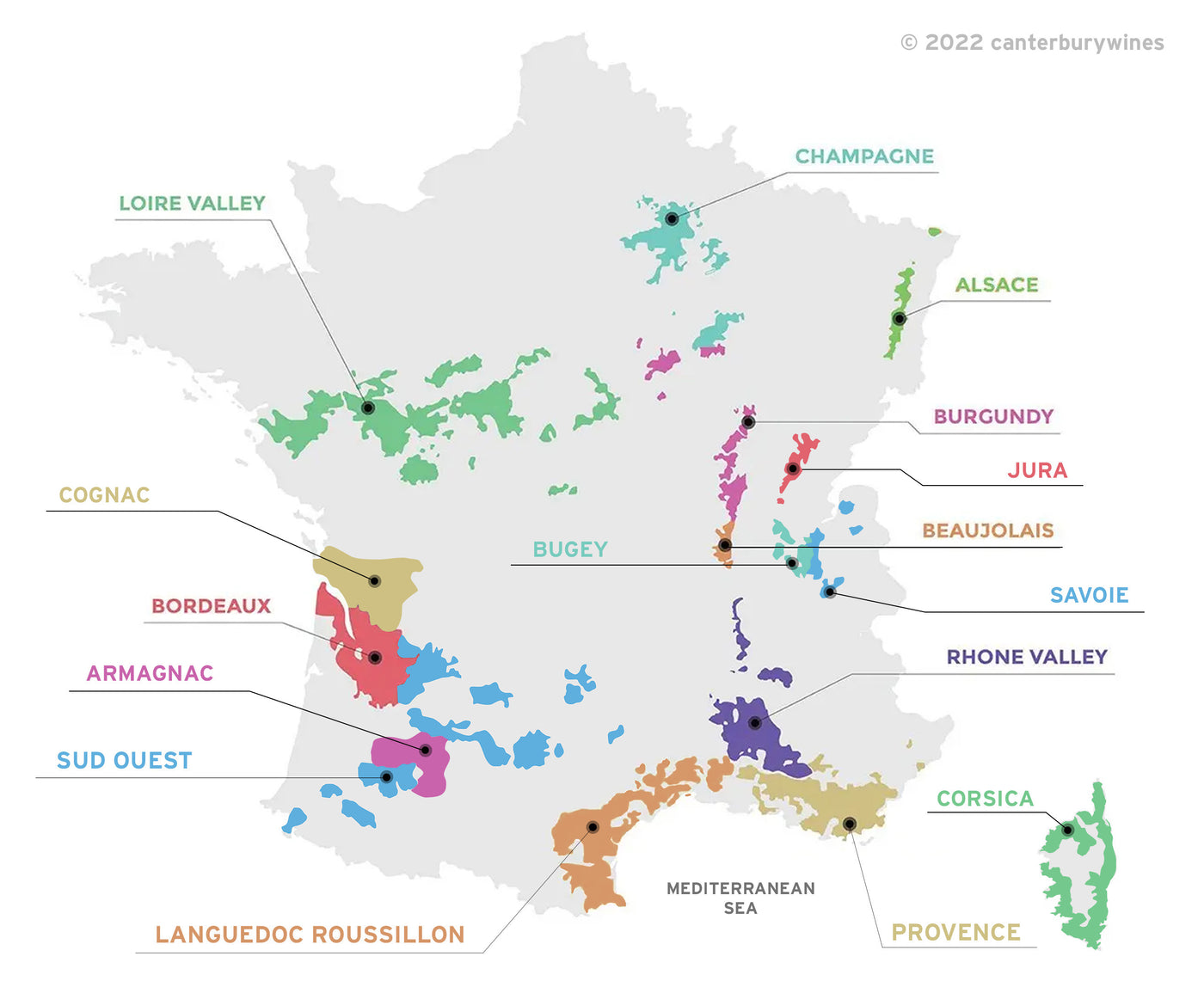 wine region map of france